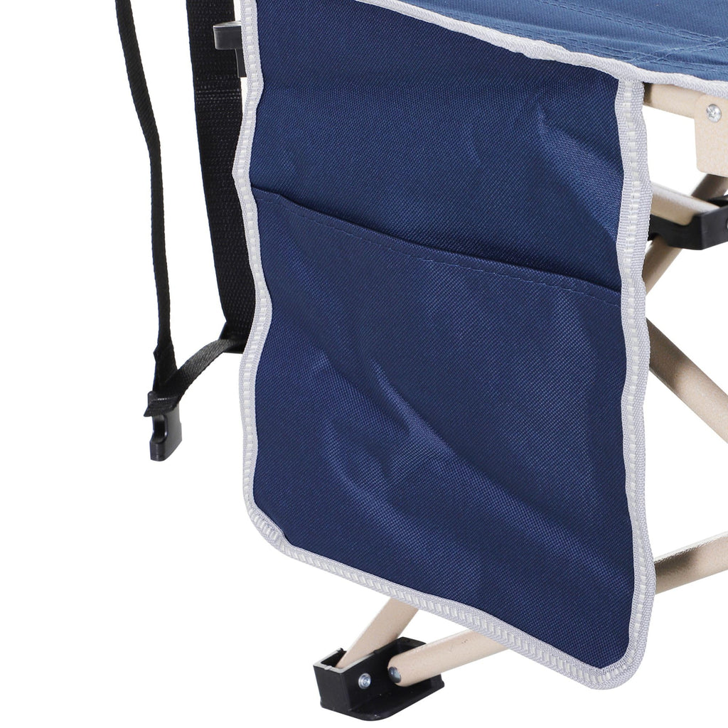 Folding Camping Cot with Carry Bag, Side Pocket, Blue D1709