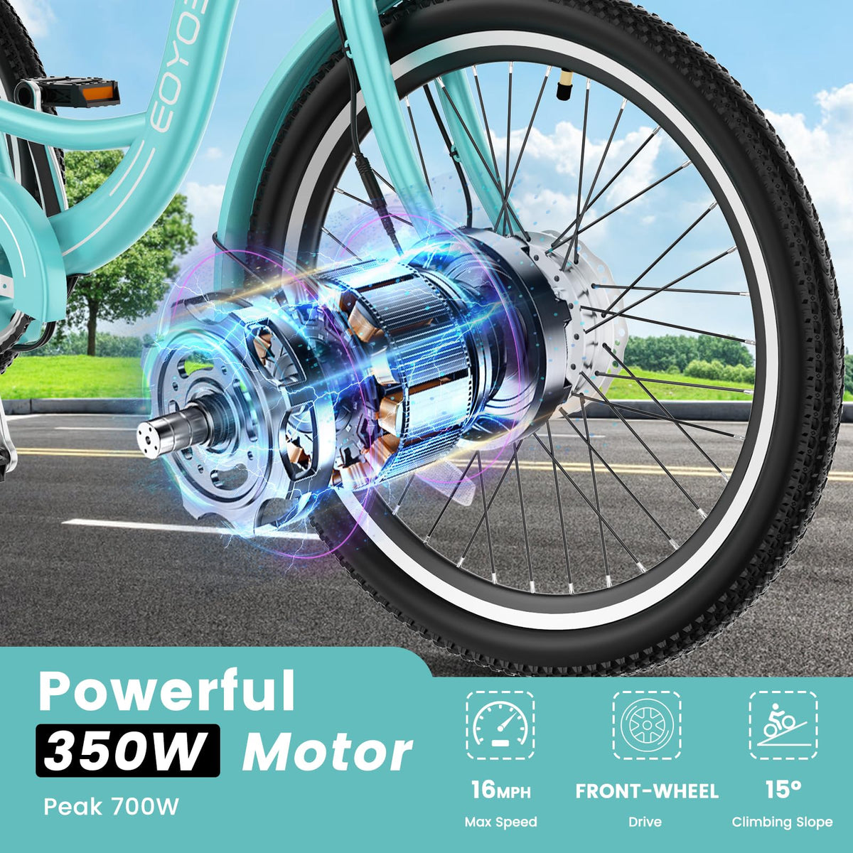 24/26 Inch 350W Electric Tricycle with Removable 36V Battery and Rear Basket Z82359