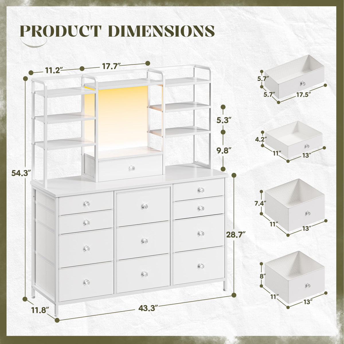 White Dresser with RGB LED Lights N6144