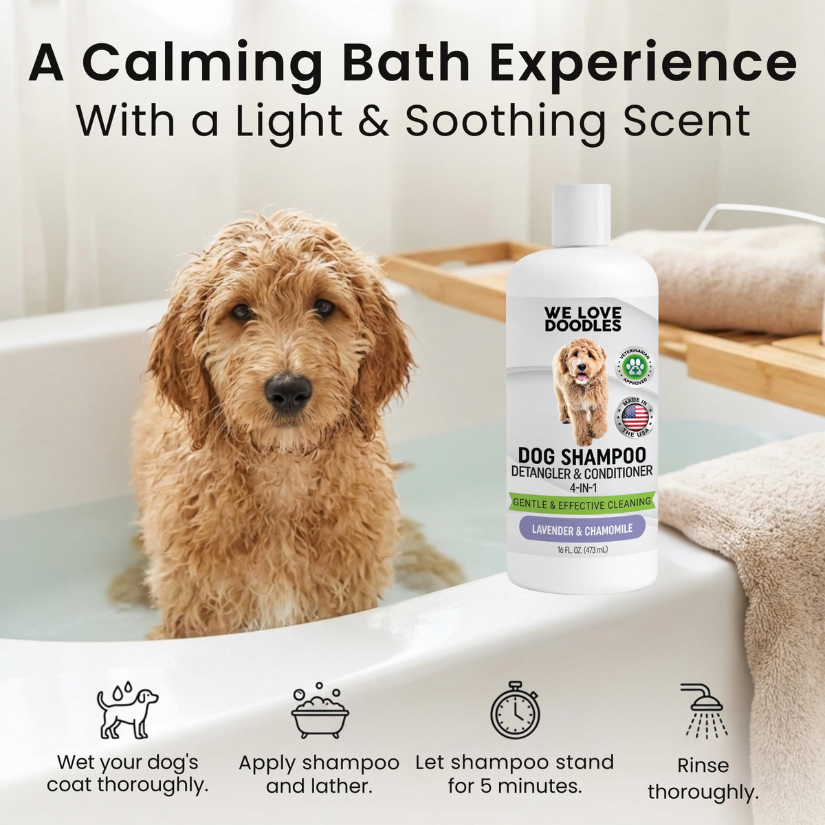 Hypoallergenic Tearless Dog Shampoo, Conditioner & Detangler 16OZ N29960