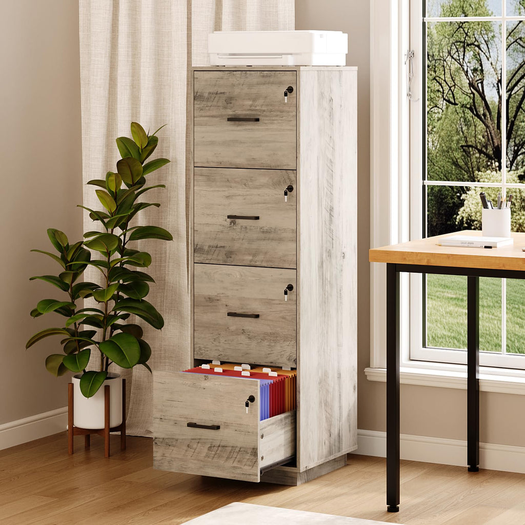 4 Drawer Wood File Cabinet with Lock R39274