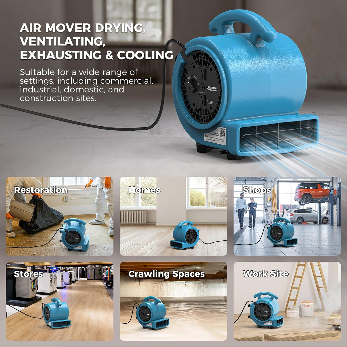 1000 CFM 3 Speed Air Mover Floor Fan L8254