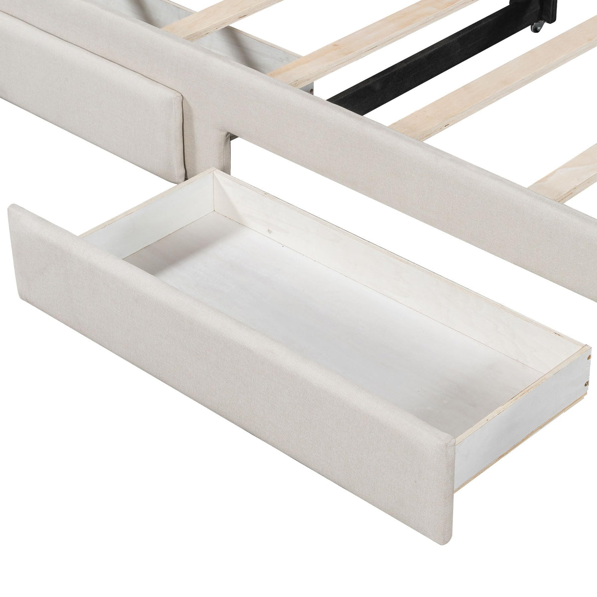 Linen Upholstered Daybed with Trundle and 2 Storage Drawers J88594