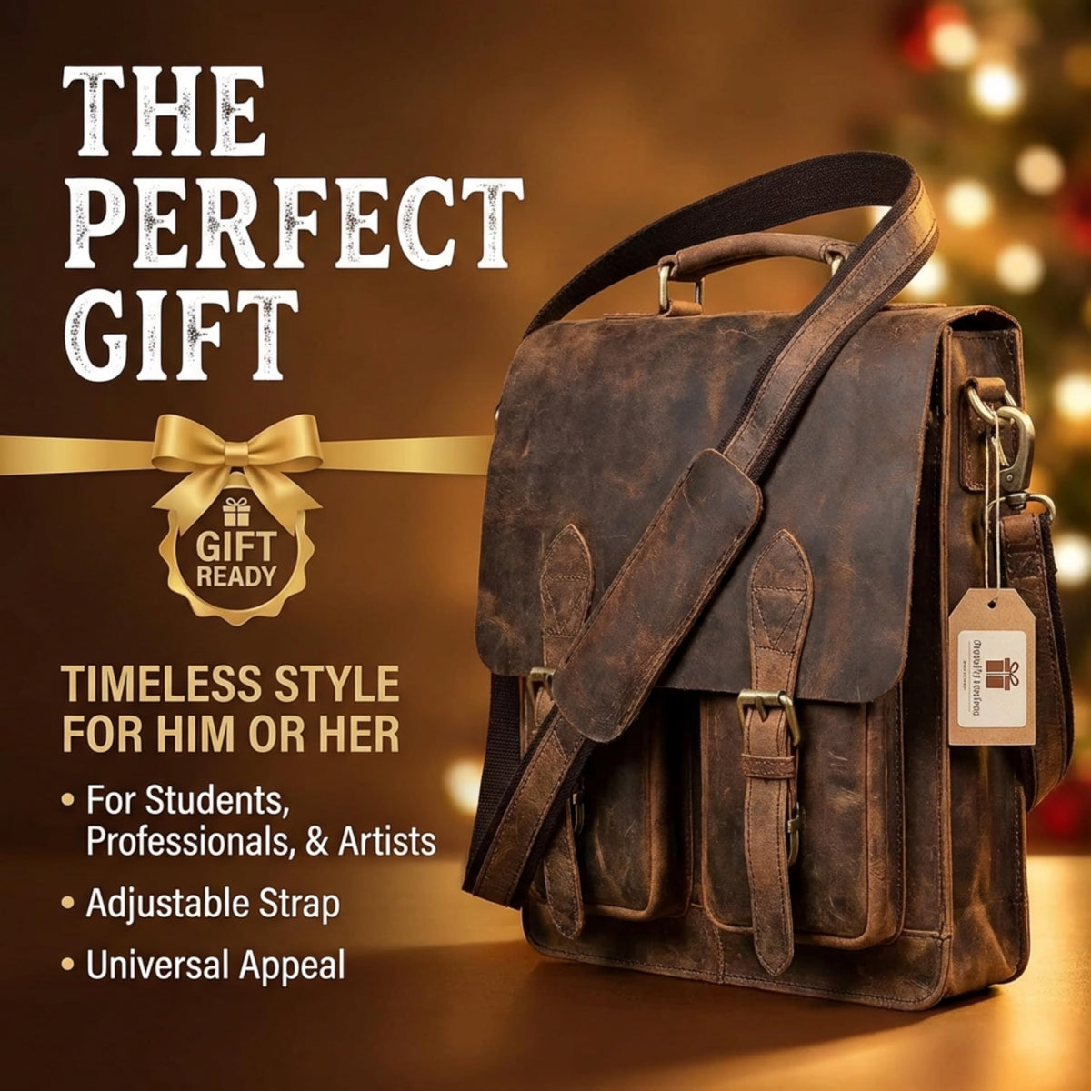 Retro Brown Laptop Messenger Bag Crossbody Travel Bag X53161