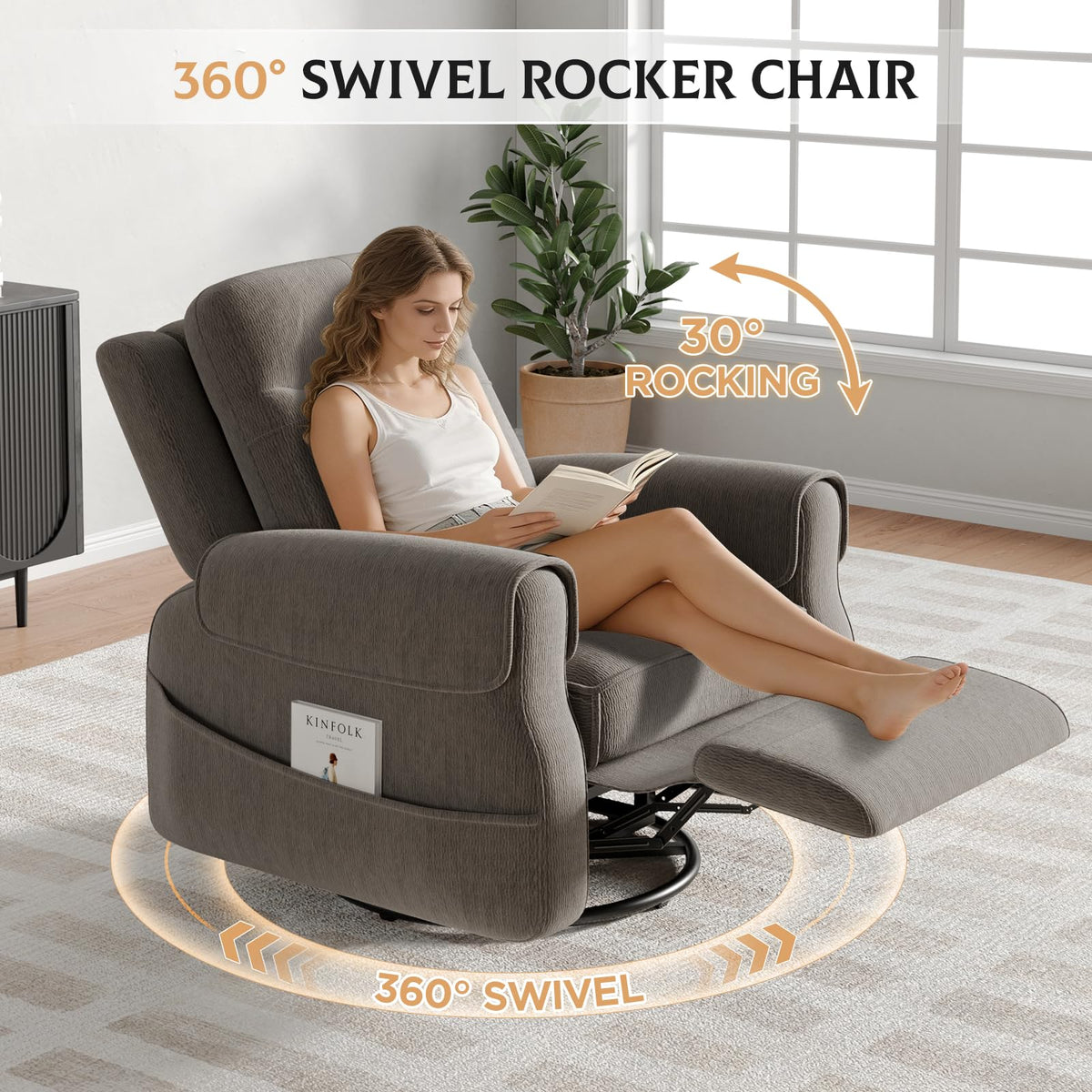 Faux Shearling Recliner Chair Grey H370911