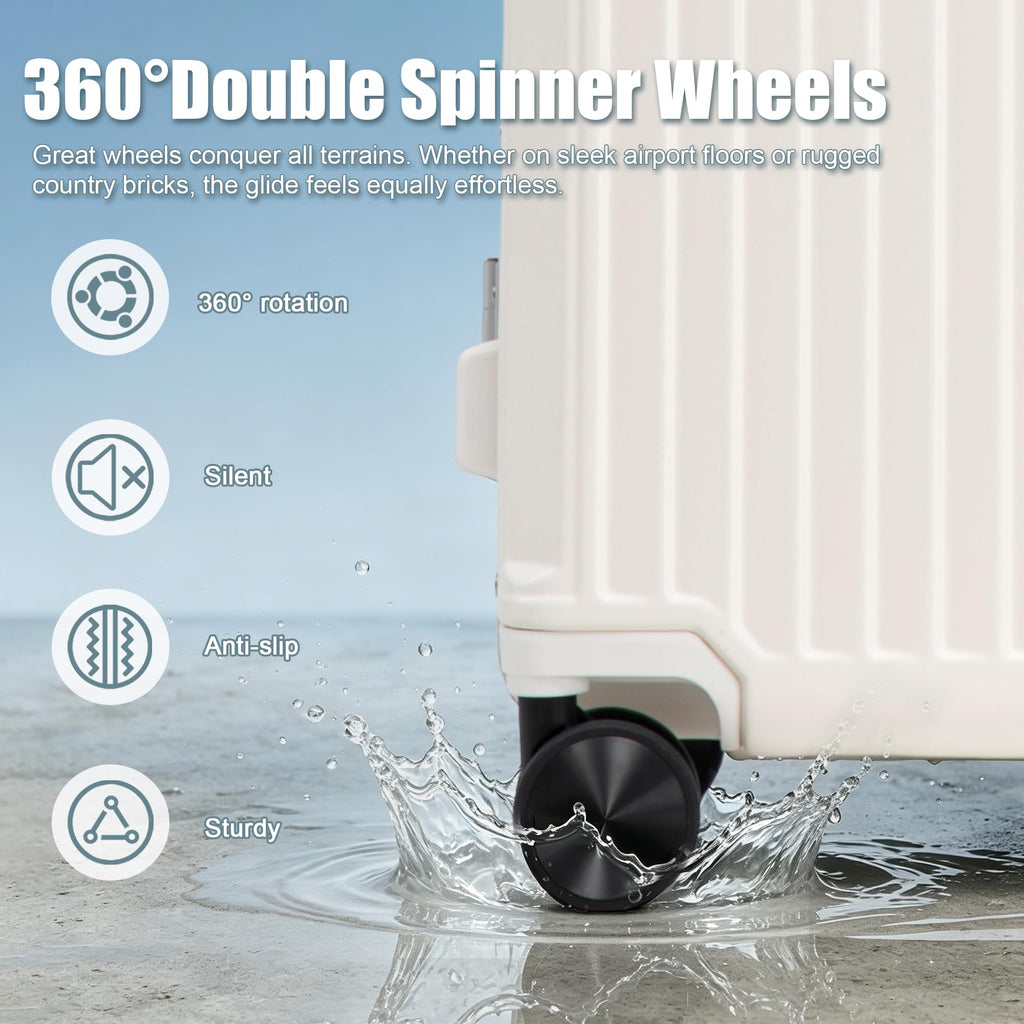20 Inch White ABS Hardside Spinner Luggage with USB Port T277