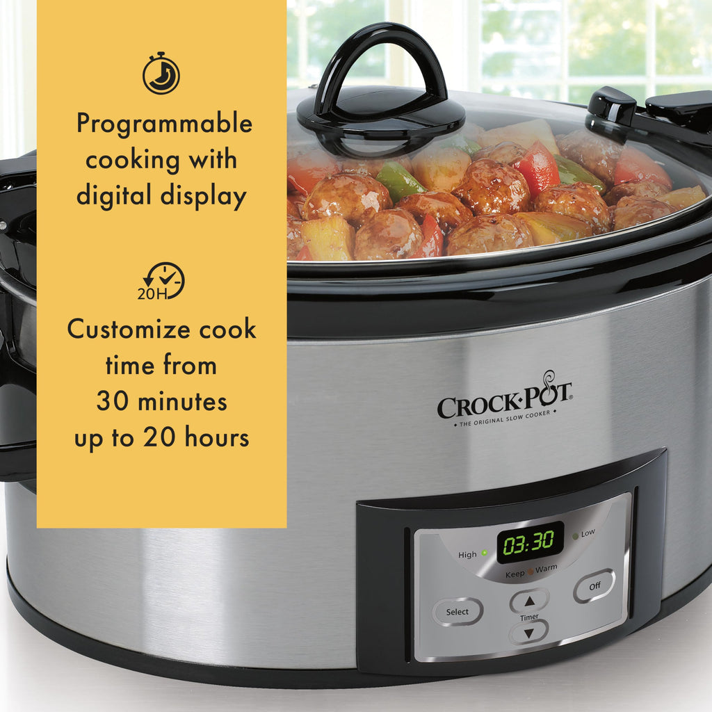 6 Quart Programmable Slow Cooker with Digital Timer Stainless Steel U14339