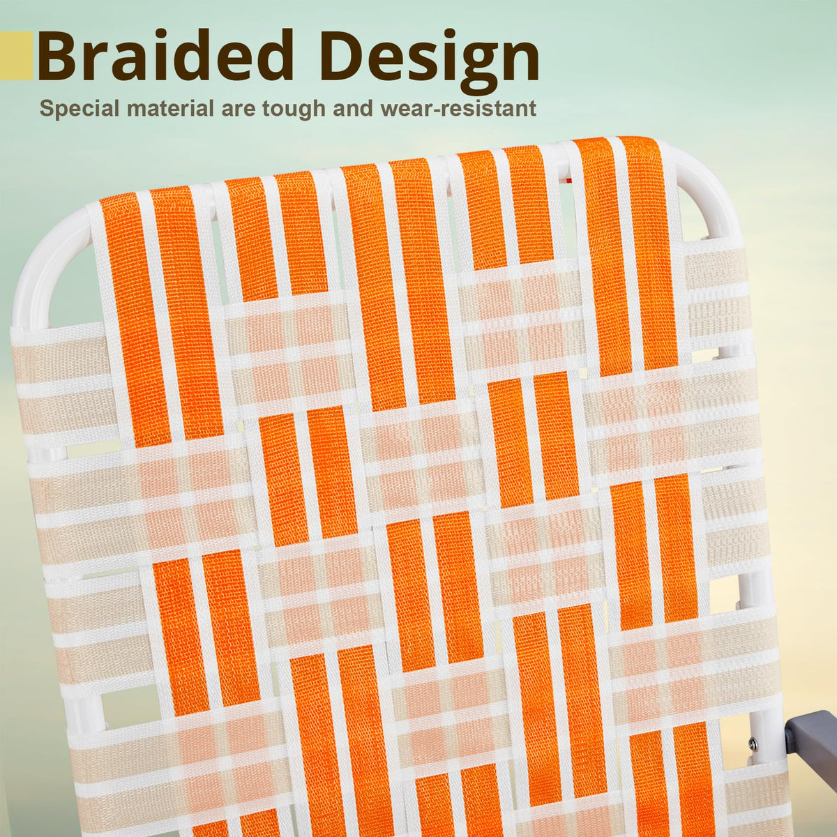 Folding Webbed Chair Set of 2 Steel Frame 300lbs Capacity V750031