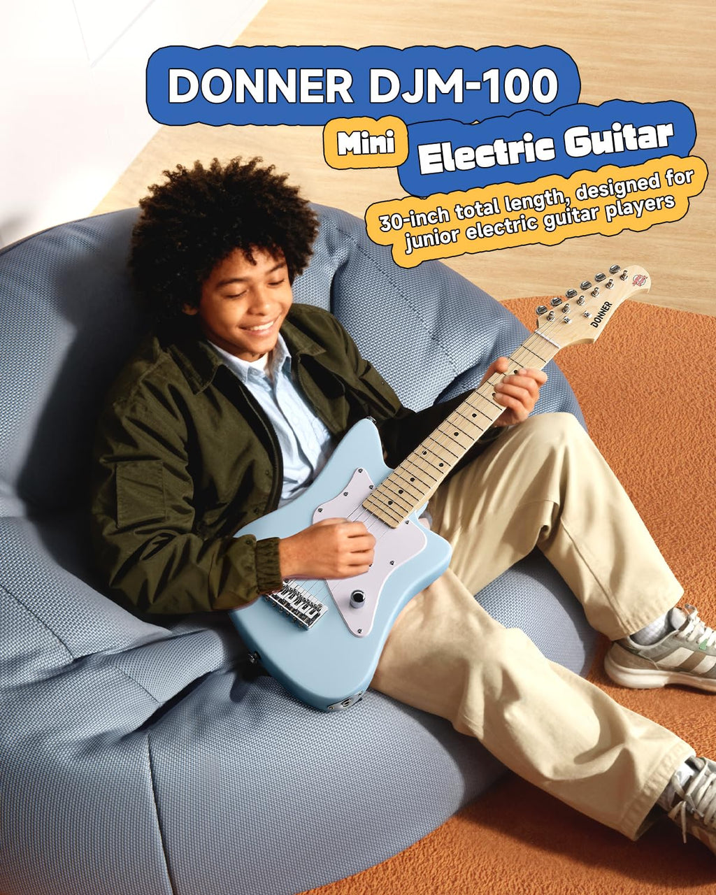 30 Inch Kids Electric Guitar Beginner Kit Blue Z2356