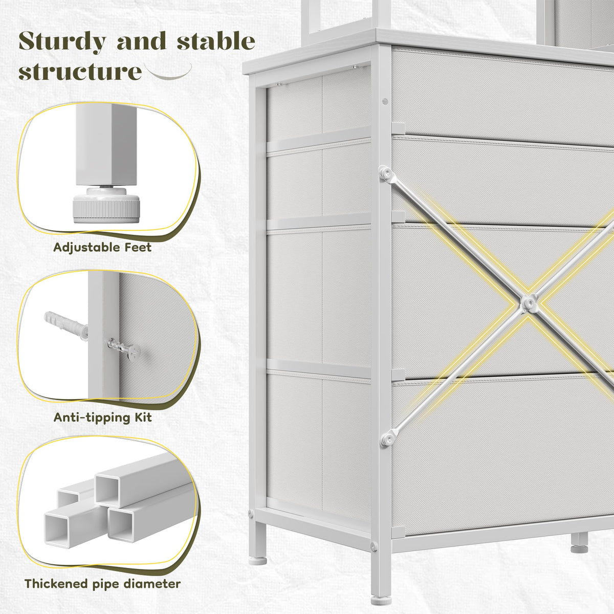 White Dresser with RGB LED Lights N6144