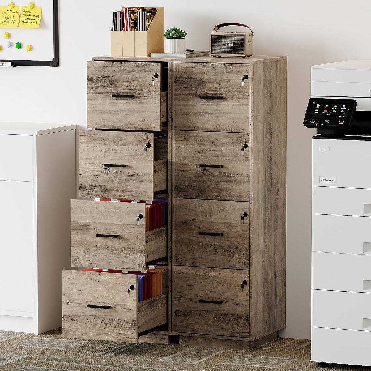 4 Drawer Wood File Cabinet with Lock R39274