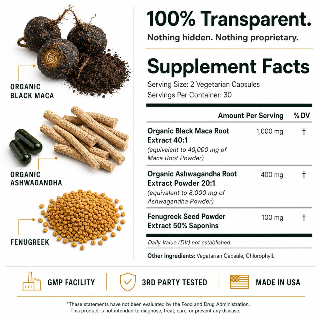 Organic Black Maca Root Capsules 60ct H6697