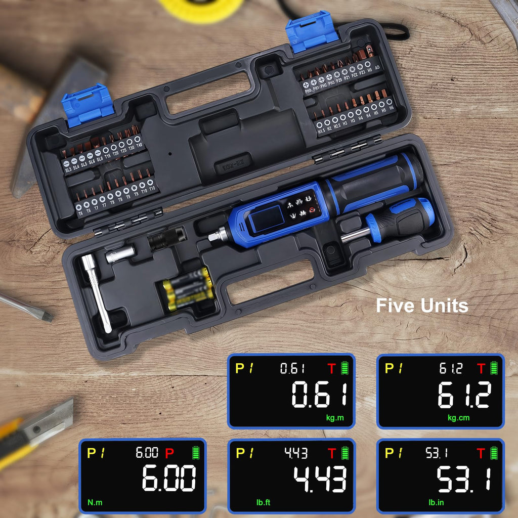 46 Pcs Digital Torque Screwdriver Set 1/4" Adjustable G44799
