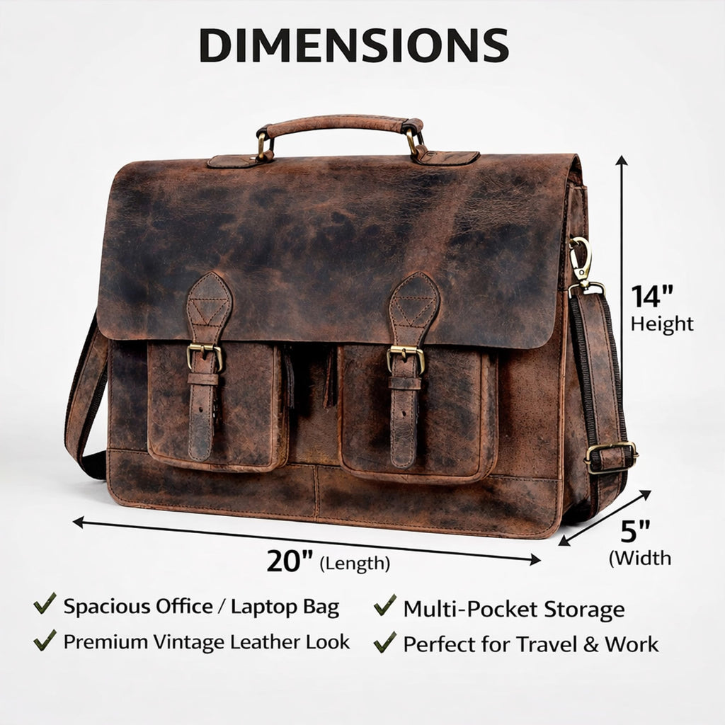 Retro Brown Laptop Messenger Bag Crossbody Travel Bag X53161