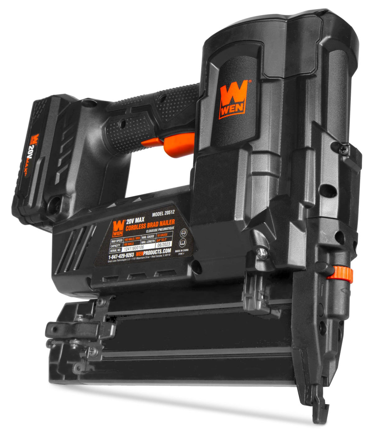 20V Max Cordless 18-Gauge Brad Nailer with Battery and Charger O2854