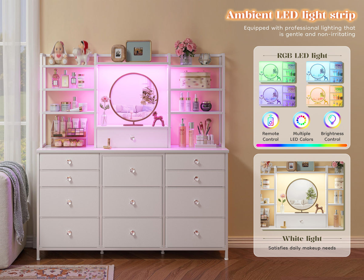 White Dresser with RGB LED Lights N6144