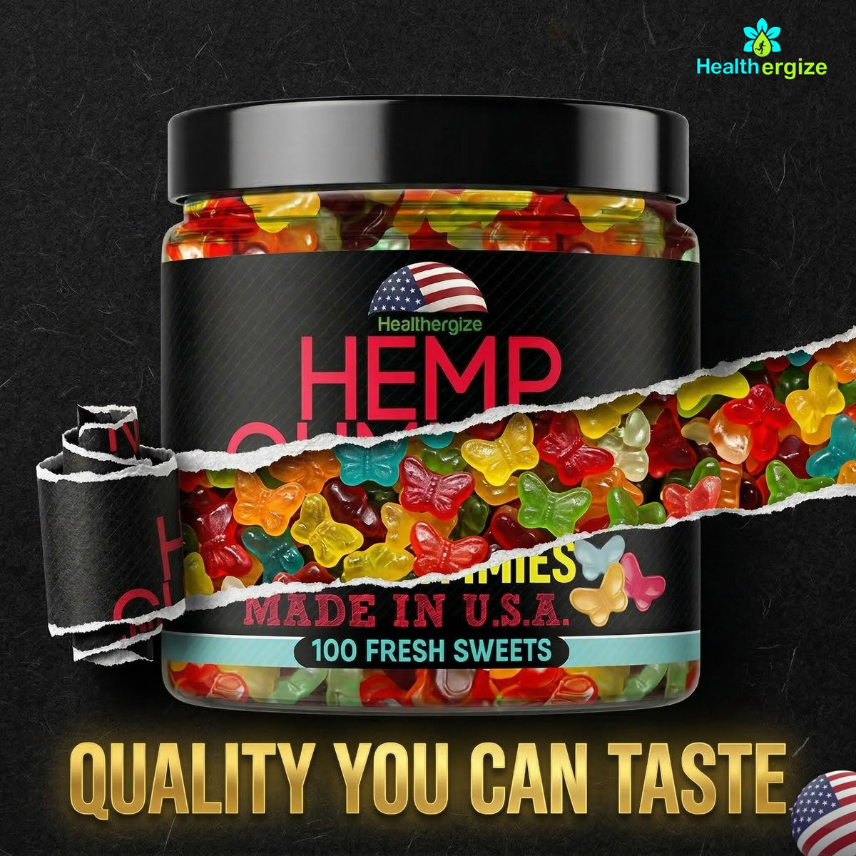 Hemp Gummies 10 Fruity Flavors 100 Count X8519