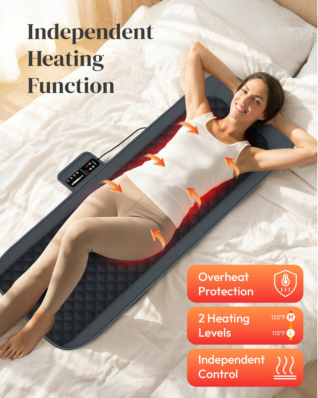 Full Body Massage Mat with Heat, 10-Motor Vibration Massage Pad, Foldable Memory Foam K610645