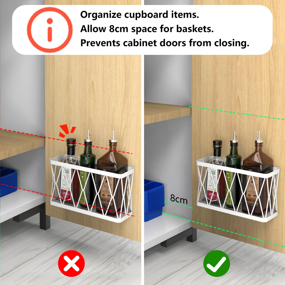 3 Pack White Stainless Steel Adhesive Cabinet Door Organizer R26383