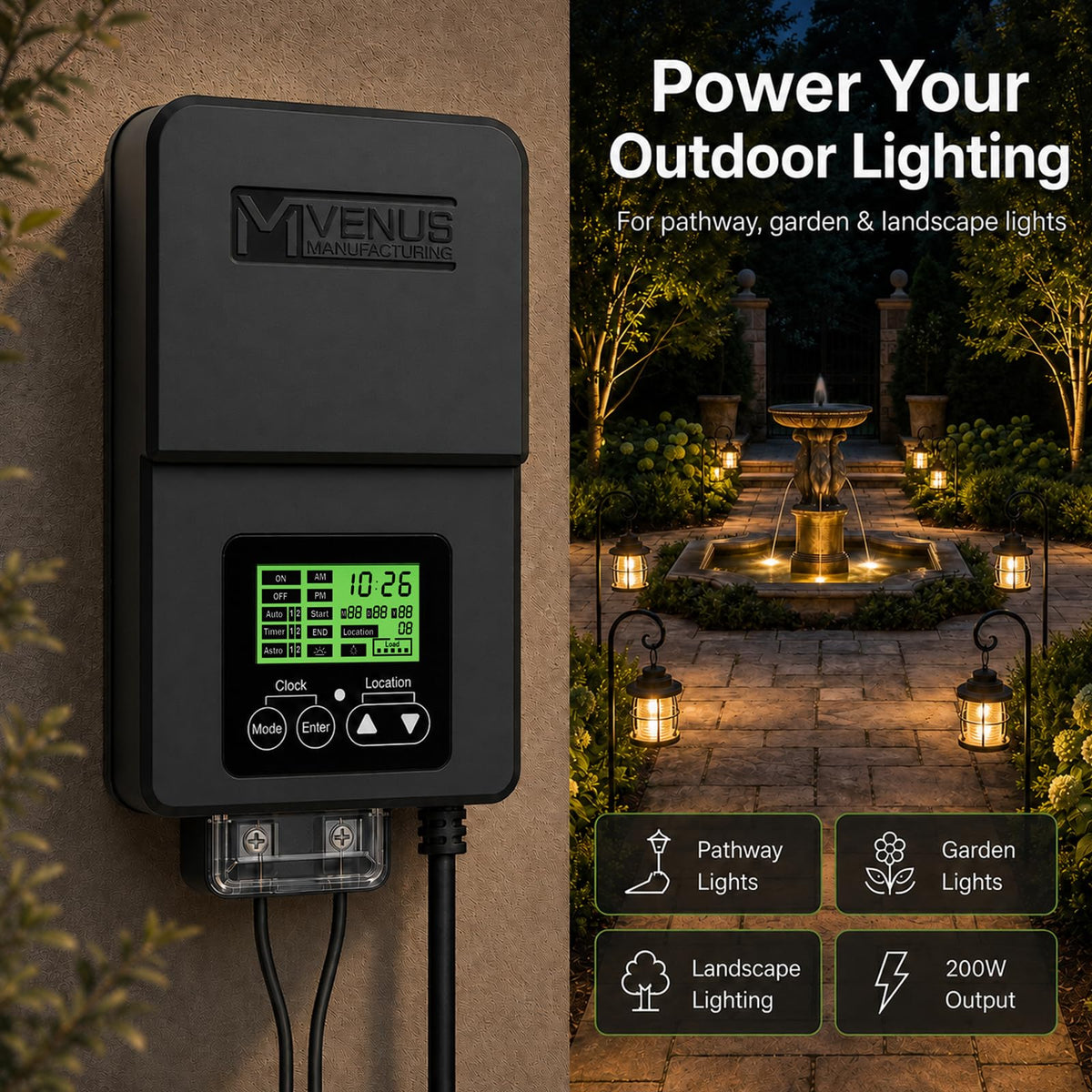 200W Low Voltage Landscape Lighting Transformer 12V H5056