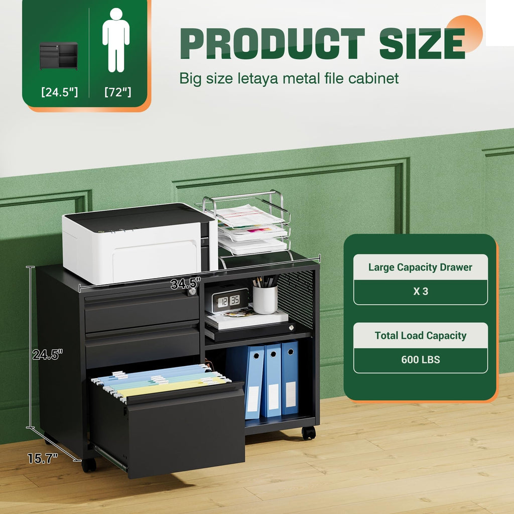 3 Drawer Metal File Cabinet with Lock M828119