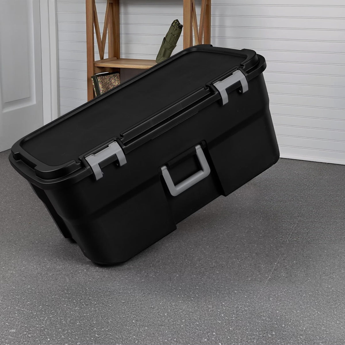 22 Gallon Black Wheeled Plastic Storage Trunk Z964047