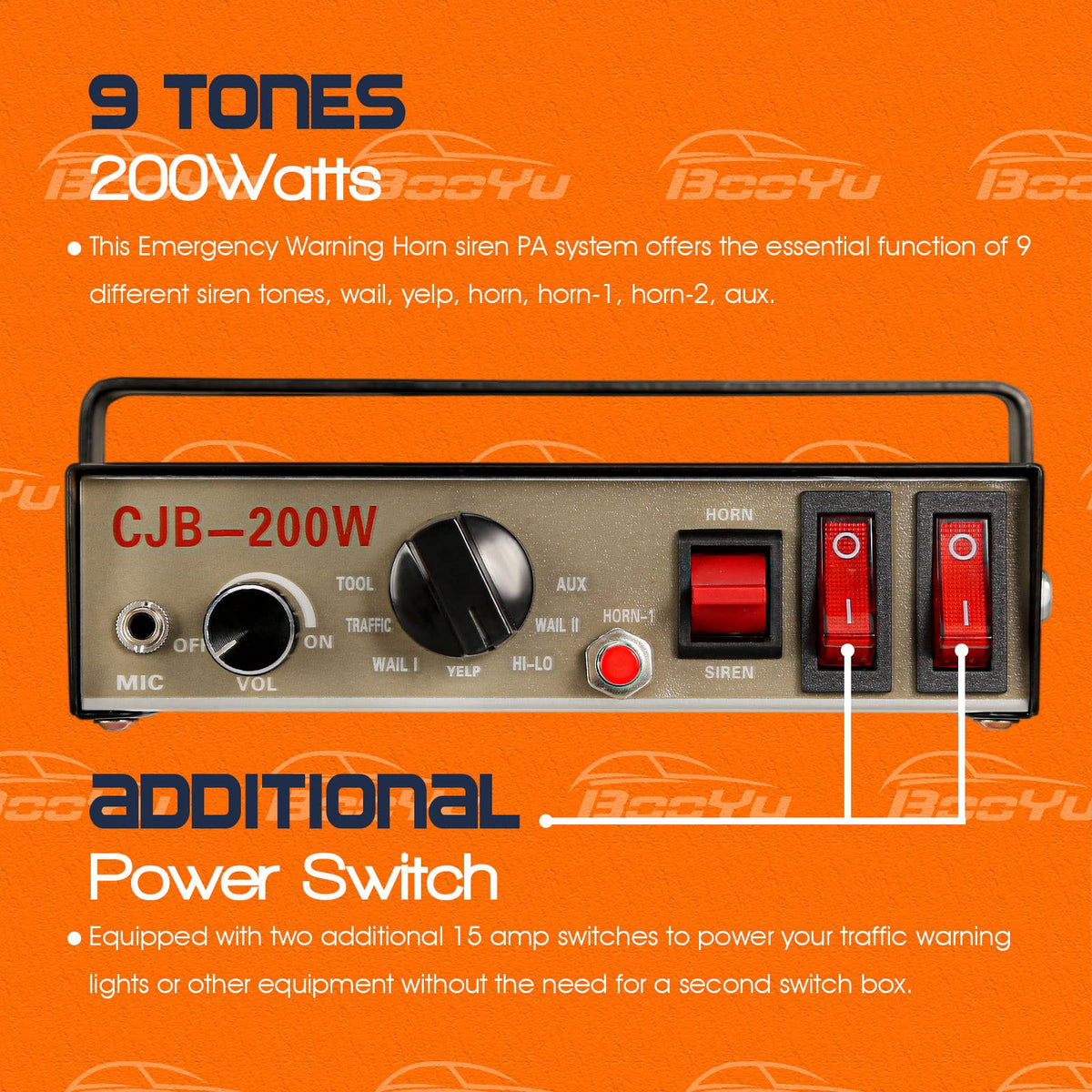12V 200W Emergency Siren PA System with Handheld Microphone Y6582