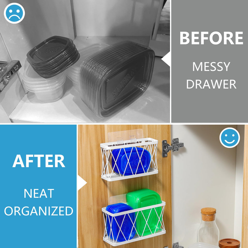 3 Pack White Stainless Steel Adhesive Cabinet Door Organizer R26383