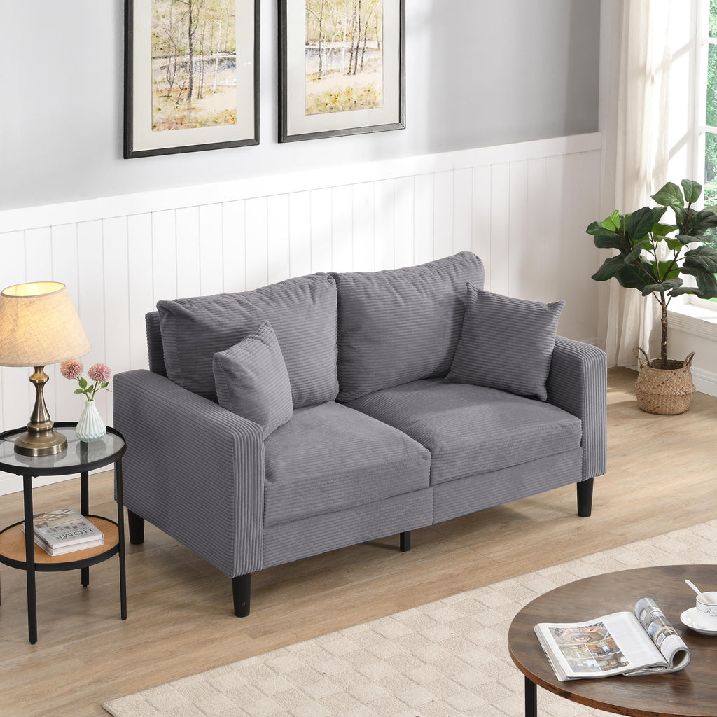 Light Gray 2-seat Upholstered Sofa with 2 Pillows C938168