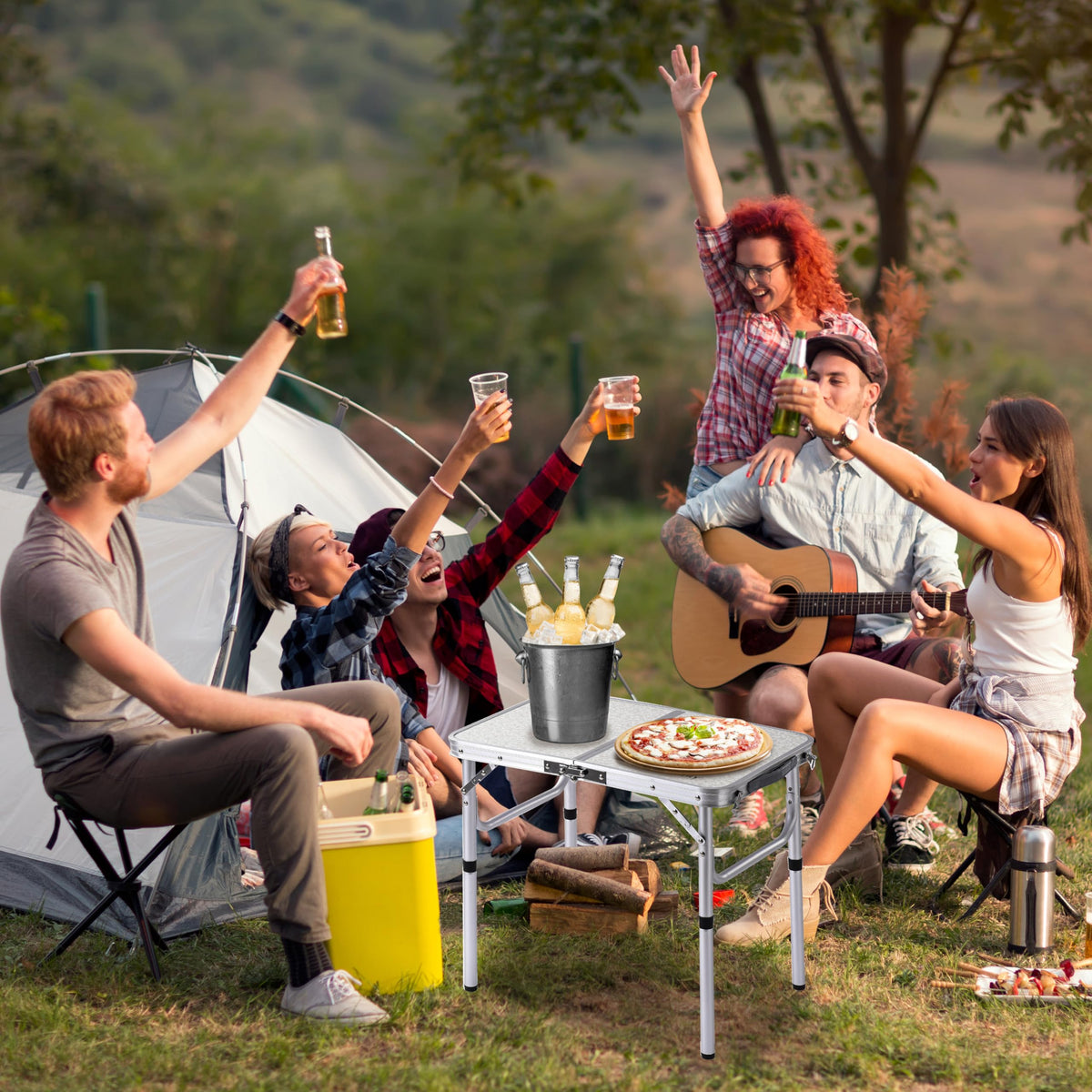 Adjustable Height Small Folding Camp Table L92292