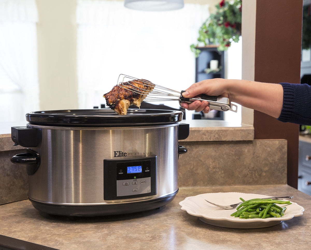 8.5-Quart Stainless Steel Programmable Slow Cooker with Locking Lid P446250