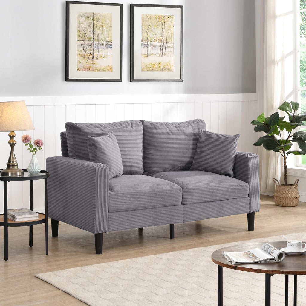Light Gray 2-seat Upholstered Sofa with 2 Pillows C938168