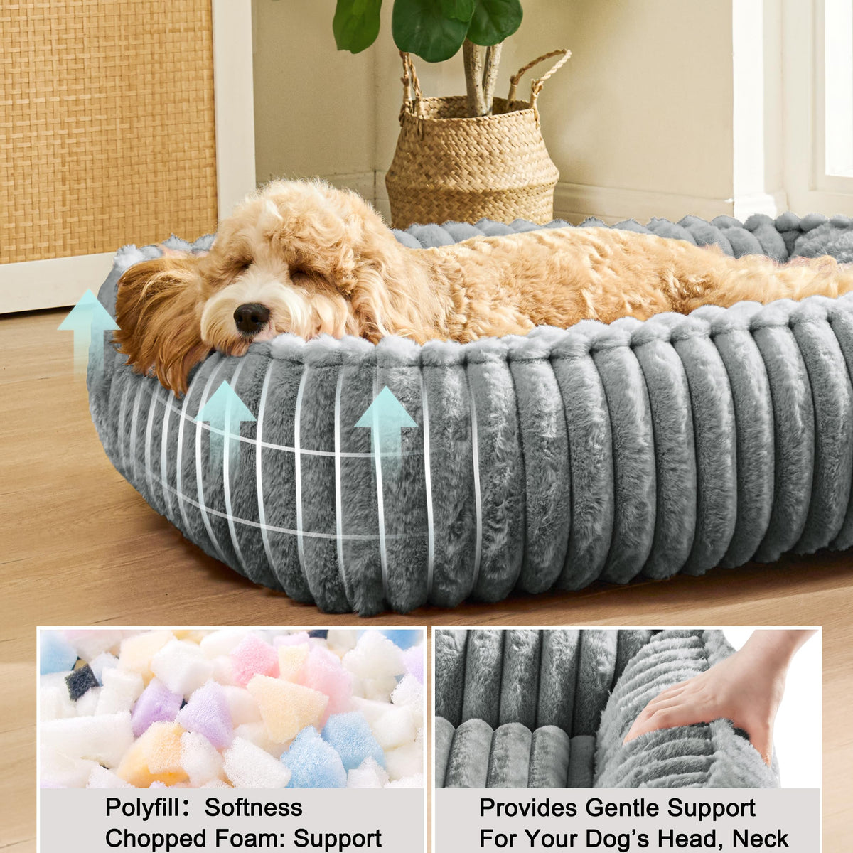 Small Dog Bed Calming Cat Bed 20’’x16’’ Sage Grey A6491