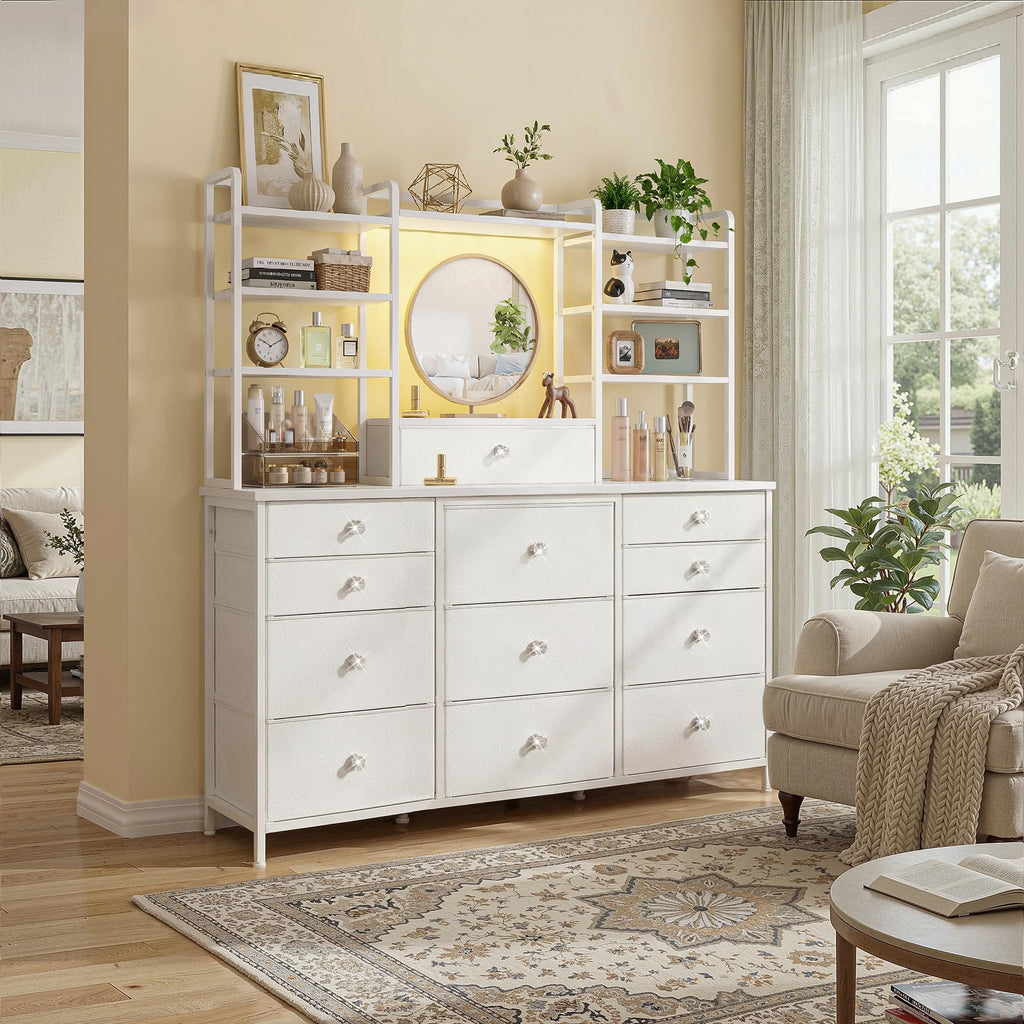 White Dresser with RGB LED Lights N6144