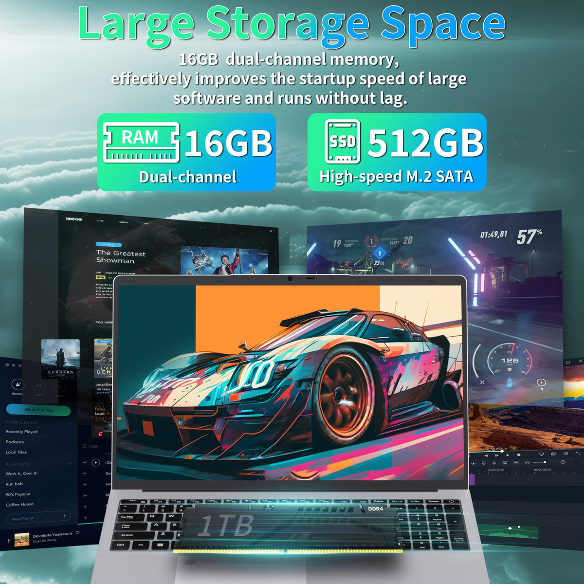 17.3" FHD IPS Business Laptop Computer, Silver N726885