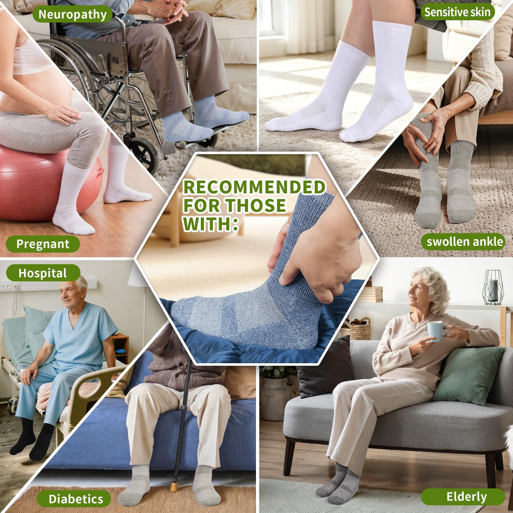 Bamboo Viscose Non-Binding Crew Socks with Seamless Toe J863861