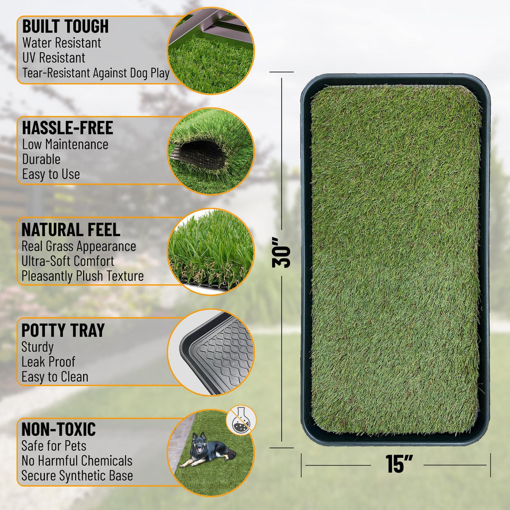 Artificial Grass Puppy Potty Training Pad with Tray 15" x 30" Z746108