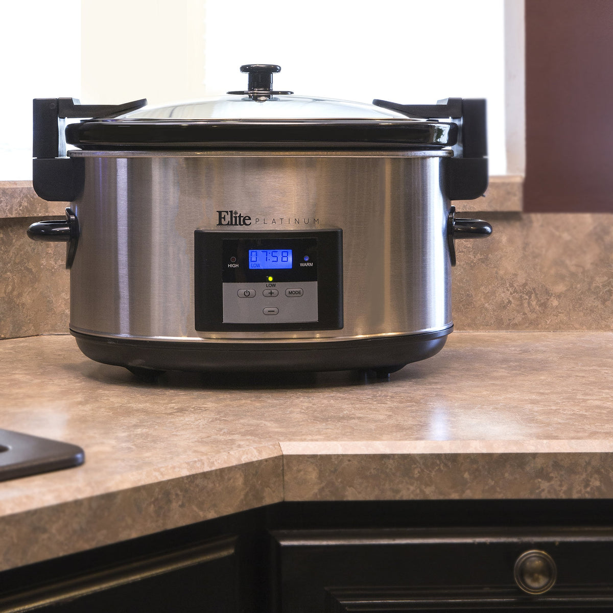 8.5-Quart Stainless Steel Programmable Slow Cooker with Locking Lid P446250